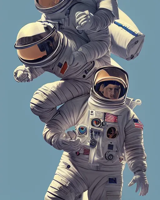 Prompt: astronaut on top of astronaut shoulders, artstation