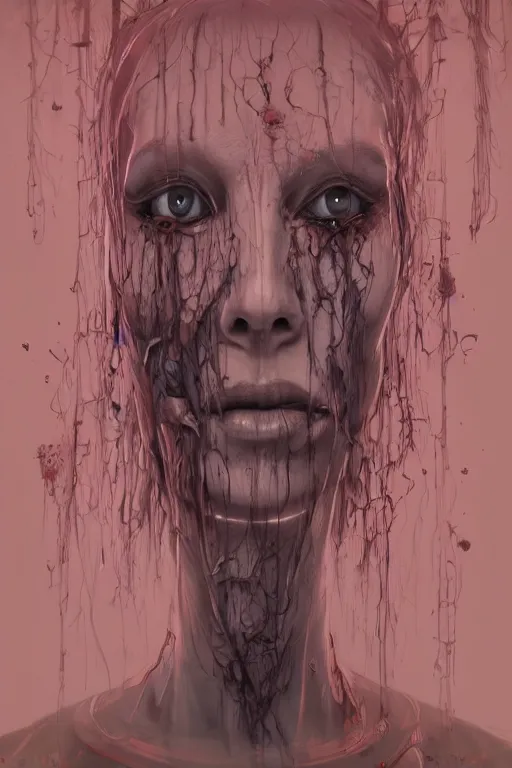 Image similar to cartoon grunge portrait of a creepy horror nurse girl . intricate abstract. intricate artwork. nightmare fuel. terrifying. by Tzdzisław Beksiński, wlop, dan mumford , trending on artstation, greg rutkowski very coherent symmetrical artwork. cinematic, hyper realism, high detail, octane render, 8k