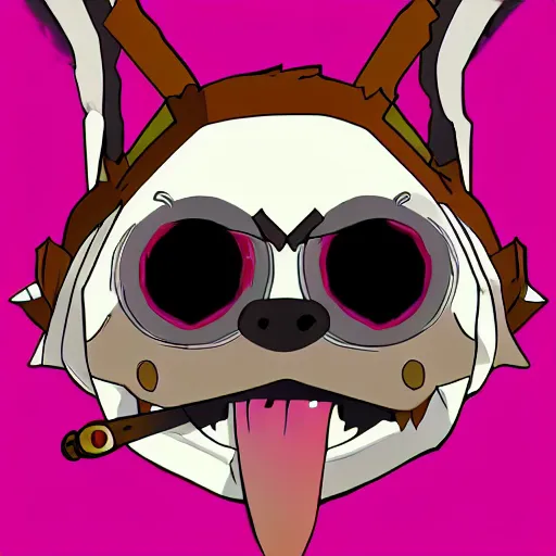 Image similar to ziggs from league of legends as a dog, digital art