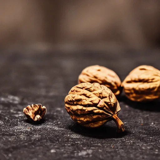 Prompt: walnuts watching someone sit down, photograph