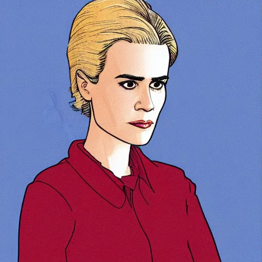 Image similar to sarah paulson retro minimalist portrait by jean giraud, moebius starwatcher comic, 8 k