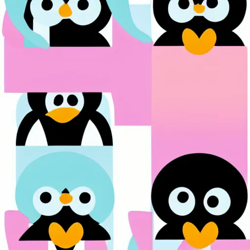 Prompt: a cute penguin flat vector graphic pastel palette