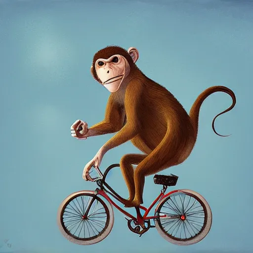 Prompt: monkey riding a bike by gediminas pranckevicius