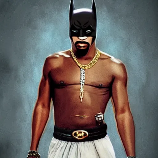 Prompt: Tupac as Batman