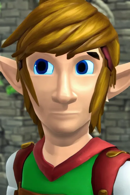 Image similar to an in game portrait of link, mii art style.