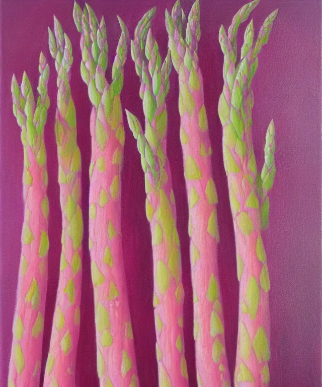 Prompt: pink asparagus, oil painting