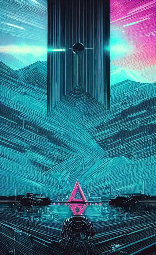 Prompt: a love affair with doubt, dark retrowave, glitch art, interstellar, beautifully lit, by Dan Mumford, artstation, unreal engine