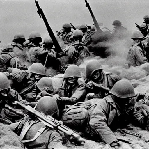 Image similar to ww 2 realistic photo dday, battle on the beach, blood