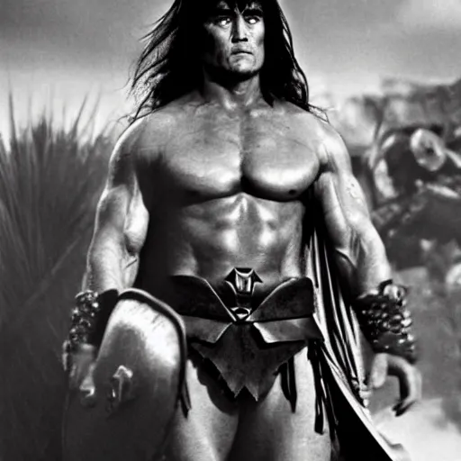 Prompt: photo conan the barbarian as superman