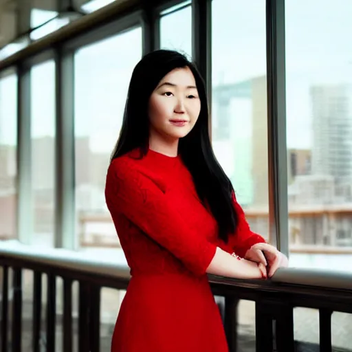 Prompt: photorealistic photo of a chinese canadian 2 1 year old elisa lam woman wearing a red dress