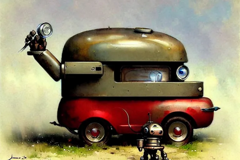 Image similar to adventurer ( ( ( ( ( 1 9 5 0 s retro future robot android mouse rv wagon tonka robot. muted colors. ) ) ) ) ) by jean baptiste monge!!!!!!!!!!!!!!!!!!!!!!!!! chrome red
