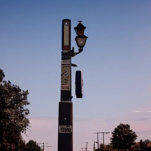 Image similar to blue truck dangling from atop a street light pole