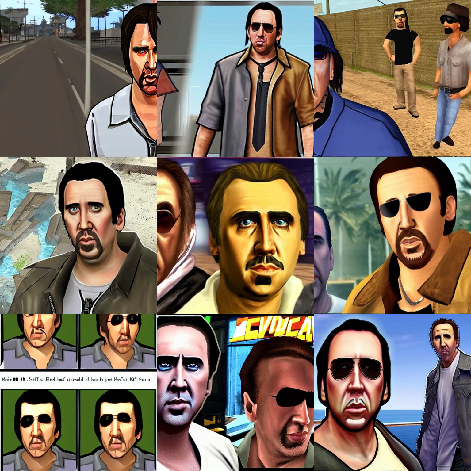 Prompt: Nicolas Cage as an NPC in GTA San Andreas