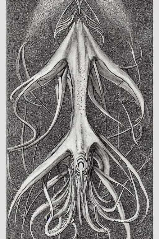 Image similar to manuscript warhammer 4 0 k giant squid book | sigil, incantation, diagram, academic art, page 2 3 | by alan lee