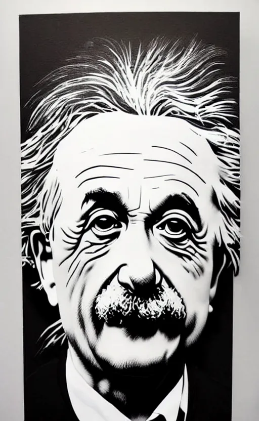 Prompt: a portrait of albert einstein and his equation, by sandra chevrier