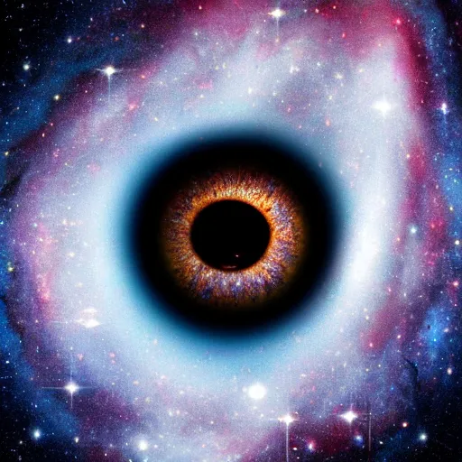 Prompt: a beautiful eye in the middle of a galaxy