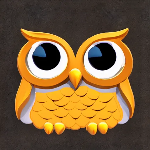 Prompt: 3 d cute owl logo 8 k