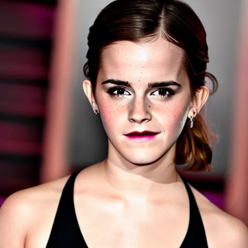 Prompt: Emma Watson with glowing purple eyes