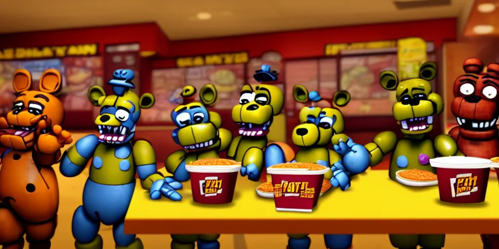 Image similar to 2 0 1 5 fnaf 2 fast food restaurant, gameplay screenshot