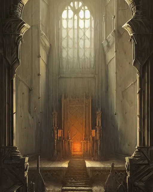 Image similar to middle ages throne room with a lot of people inside, dim light | | realistic shaded, fine details, realistic shaded lighting poster by greg rutkowski, diego gisbert llorens, magali villeneuve, artgerm, jeremy lipkin and rob rey