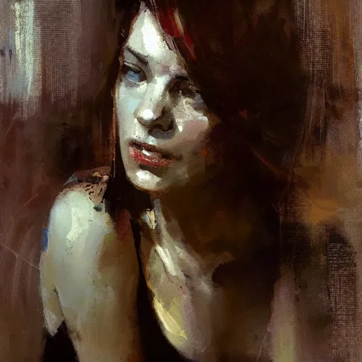 Prompt: painting of a woman, by Jeremy Mann, detailed, stylized, loose brush strokes, intricate, realistic