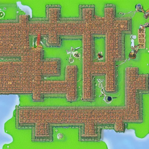 Image similar to detailed top - down map of a legend of zelda game world