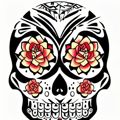 Image similar to a small vector tattoo design. tribal. sugar skull.