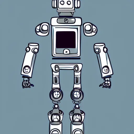 Prompt: A robot illustrated by Brosmind