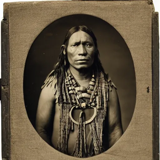 Prompt: Precolumbian America, Native American tribesmen, tribeswomen, tintype photograph, 1250 AD photograph