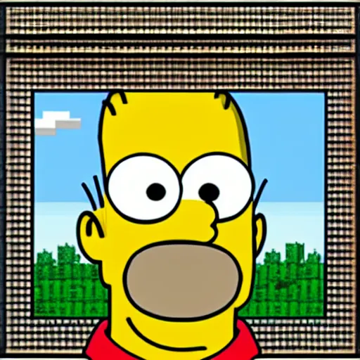 Prompt: Homer Simpson in Minecraft