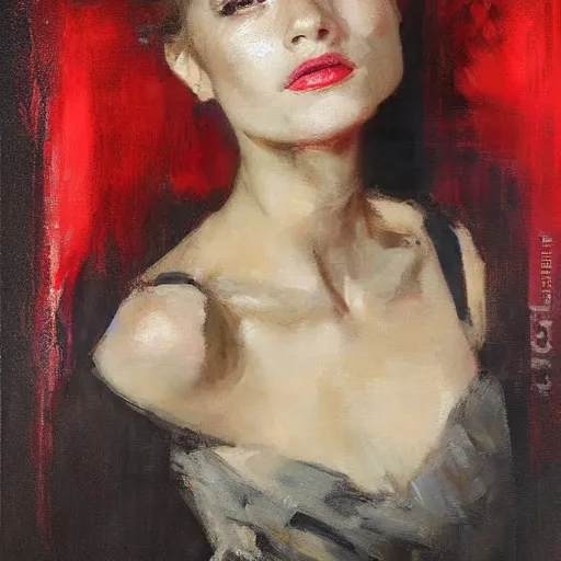 Image similar to spontaneous unfinished romantic portrait under painting, beautiful juicy brush strokes, by richard schmid and sargent, dark, black and red, trending on cgsociety, expressionism