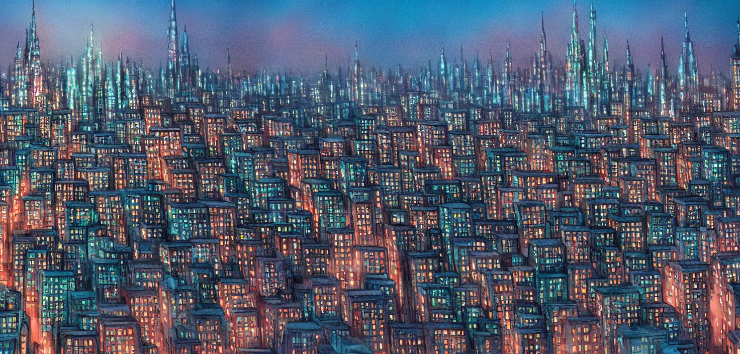 Image similar to studio ghiblli city film still, 8 k denoised, high detail