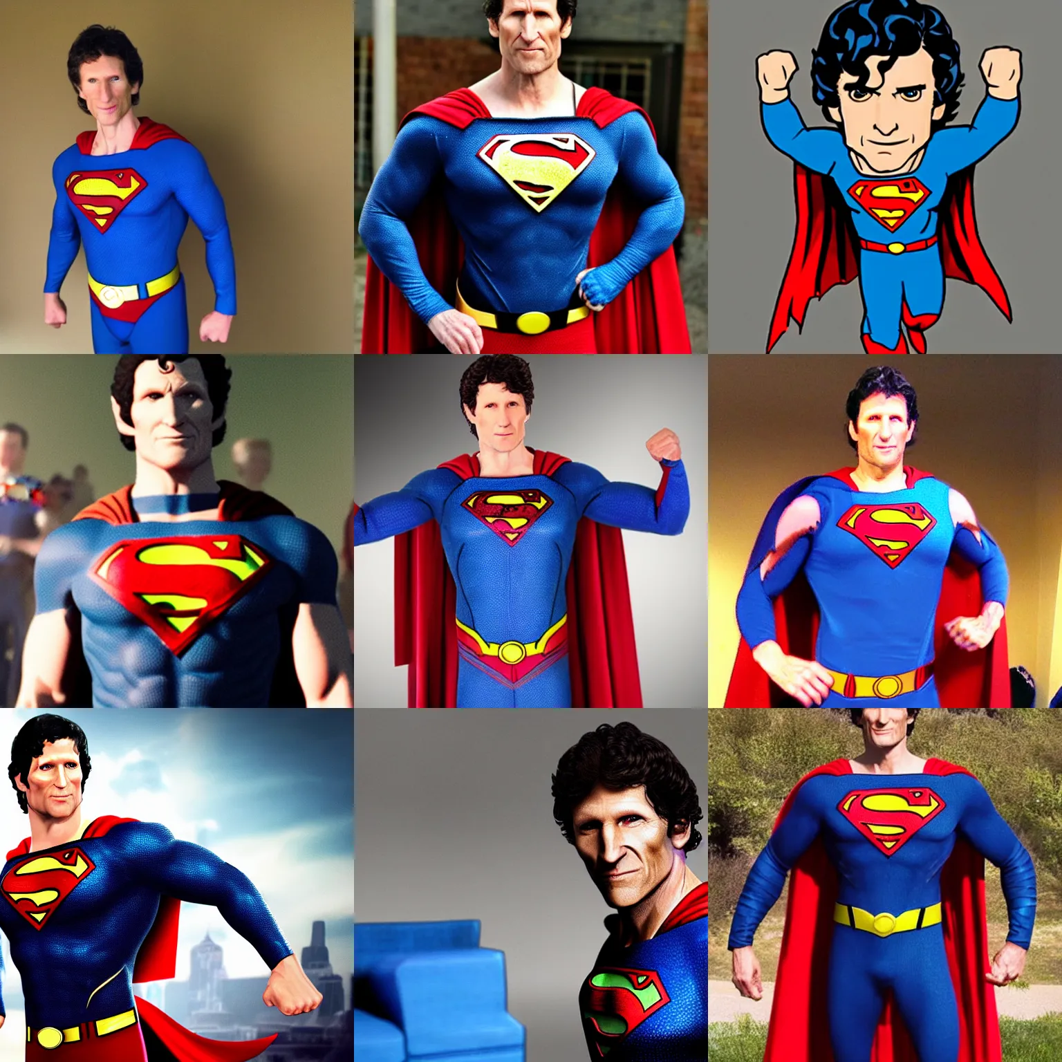 Prompt: Todd Howard in a Superman costume