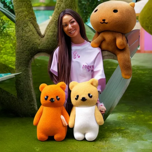 Prompt: rilakkuma on love island