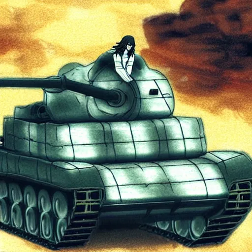 Prompt: Jesus driving a tank, by Makoto Shinkai