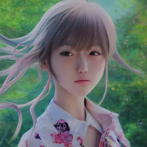 Image similar to dynamic composition, motion, ultra-detailed, incredibly detailed, a lot of details, amazing fine details and brush strokes, gentle palette, smooth, HD semirealistic anime CG concept art digital painting, watercolor oil painting of a young J-Pop idol girl, by a Japanese artist at ArtStation. Realistic artwork of a Japanese videogame, soft and harmonic colors.