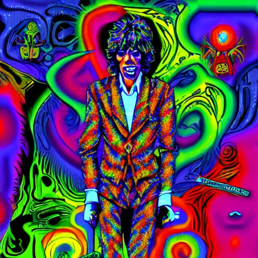 Prompt: mick jagger psychedelic trippy eldritch horror