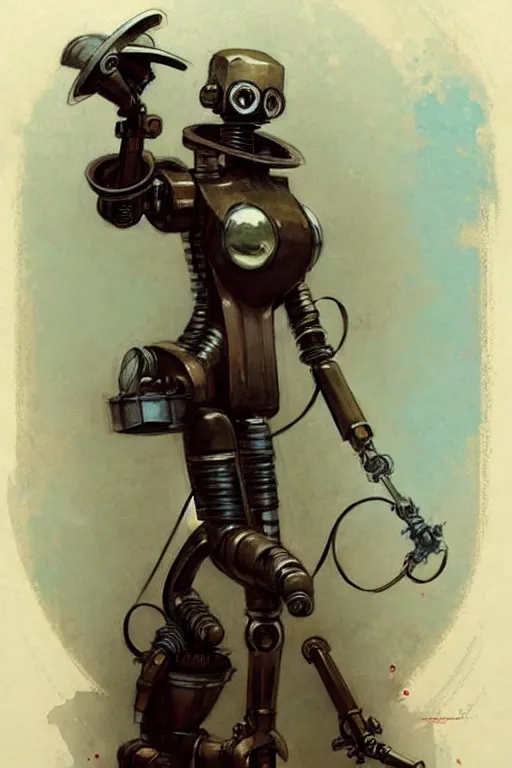 Prompt: (((((2050s art deco servant android robot pirate wench art . muted colors.))))) by Jean-Baptiste Monge !!!!!!!!!!!!!!!!!!!!!!!!!!!