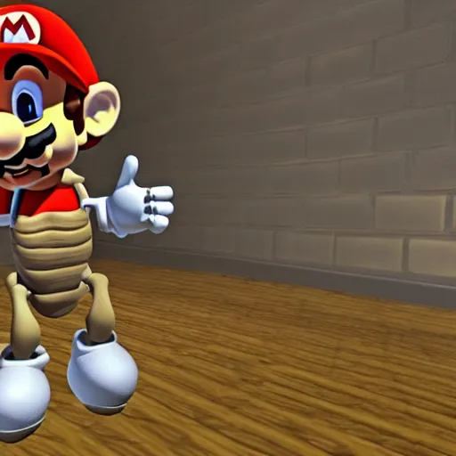 Image similar to A skeleton in the game Super Mario 64, unreal engine, highly detailed, 8k