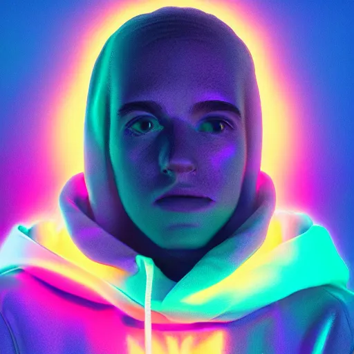 Prompt: python 3 in hoodie, portrait, vaporwave, synthwave, neon, vector graphics, cinematic, volumetric lighting, f 8 aperture, cinematic eastman 5 3 8 4 film, photorealistic