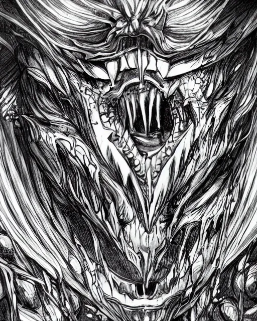 Image similar to A chest with tongue, terrifying, black and white, fantasy art, monster art, in the style of masami kurumada, illustration, epic, fantasy, intricate, hyper detailed, artstation, concept art, smooth, sharp focus, ray tracing