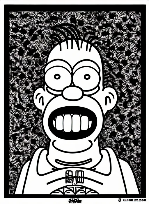 Image similar to junji ito style homer simpson, intricate, highly detailed, illustration, art by junji ito, junji ito