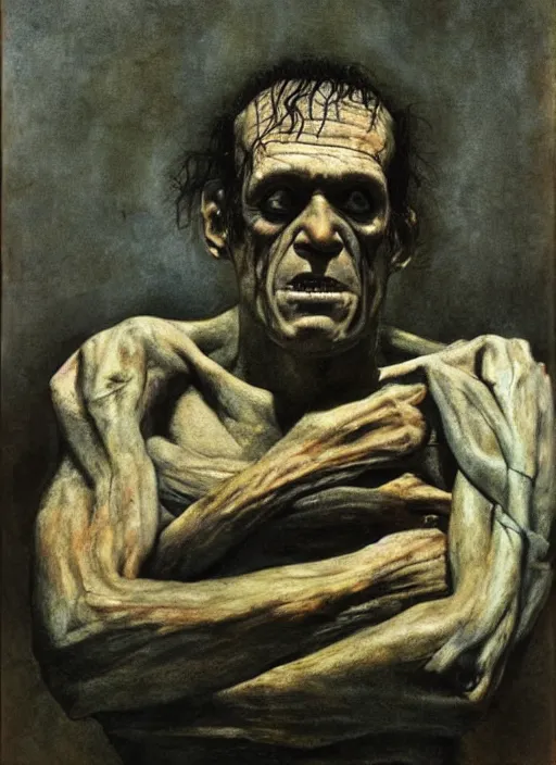 Image similar to Candid portrait of Frankenstein by Andrew Wyeth
