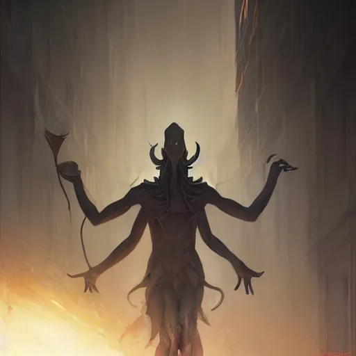 Image similar to nyarlathotep, dramatic light, painted by stanley lau, painted by greg rutkowski, painted by stanley artgerm, digital art, trending on artstation