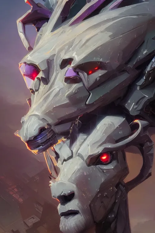 Image similar to closeup portrait of an evangelion beast mode llama, cyberpunk concept art by pete mohrbacher and artgerm and wlop and greg rutkowski and deathburger, digital art, highly detailed, intricate, sci-fi, sharp focus, Trending on Artstation HQ, deviantart, unreal engine 5, 4K UHD image, daily deviation, masterpiece llama art