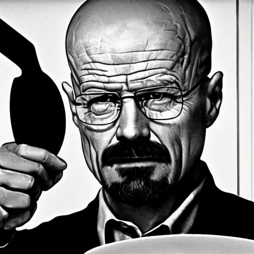 Image similar to Walter White cooking a meal