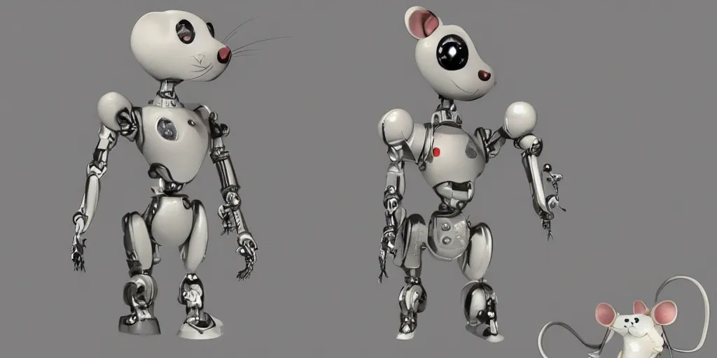 Prompt: the world of robot mice, semi realistic