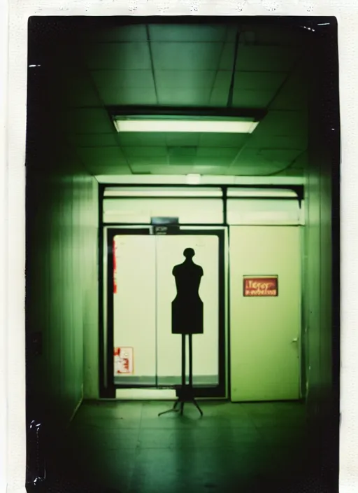 Image similar to polaroid photograph of the inside of an empty convenience store, liminal space, lonely, mannequins, black mold, cinematic, 3 5 mm, raw, unedited, 8 k, hd, the fifth element