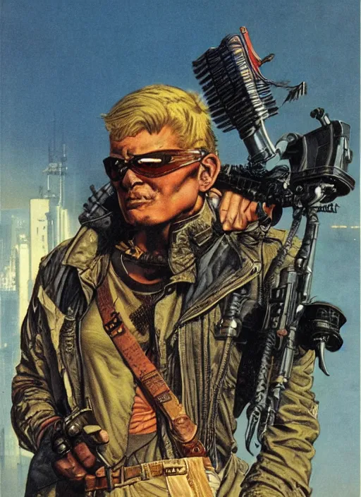 Image similar to cyberpunk mercenary. portrait by clyde caldwell and jean giraud and anton otto fischer and john philip falter and will eisner and gil elvgren