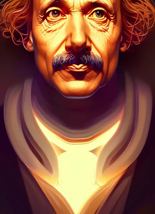 Prompt: symmetry!! portrait of einstein male, chemisty, sci - fi, glowing lights!! intricate, elegant, highly detailed, digital painting, artstation, concept art, smooth, sharp focus, illustration, art by artgerm and greg rutkowski and alphonse mucha, 8 k